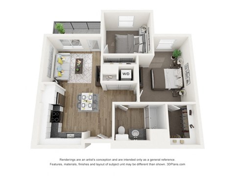 Floor plan for 2 beds, 1 bath, 816 sqft